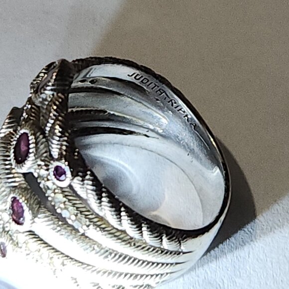 925 Sterling Judith Ripka Garnet/Tourmaline, Stackable Look Ring 7.5 - Picture 6 of 6